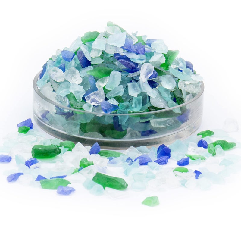 CYS EXCEL Frosted Light Blue Sea Glass (4 LBS, Approx. 6 Cups) | Multiple Color Choices Crushed Glass Vase Filler | Aquarium Nautical Decor for Art Crafts - Image 2